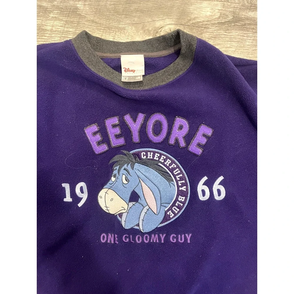 Disney Store Eeyore Fleece Sweatshirt Mens M Purple‎ Embroidered Winnie the Pooh